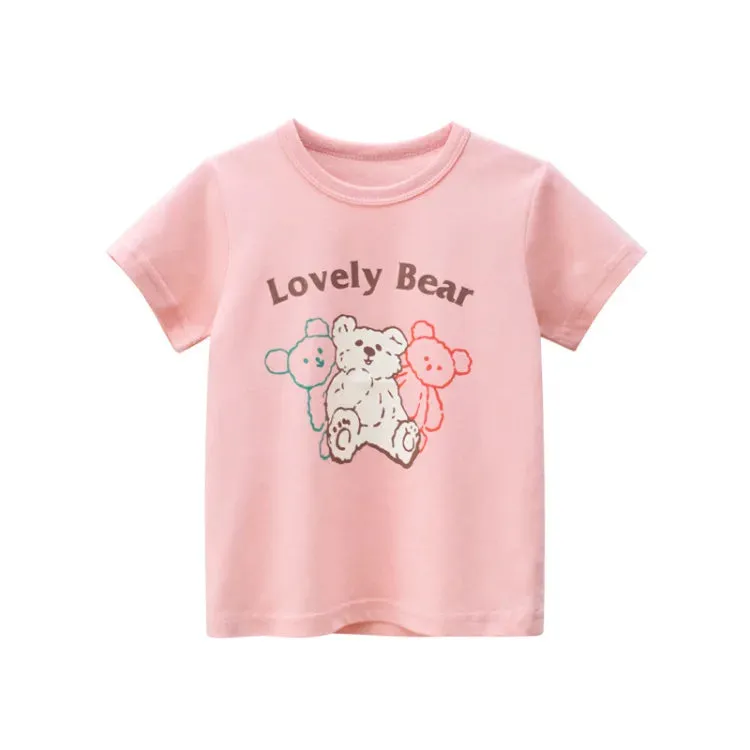 2023 Summer Children Short Sleeve T-shirts For Girl Printed Bear Baby Girl Top 2-8 Years Baby Girl T Shirts Toddler Girl Clothes