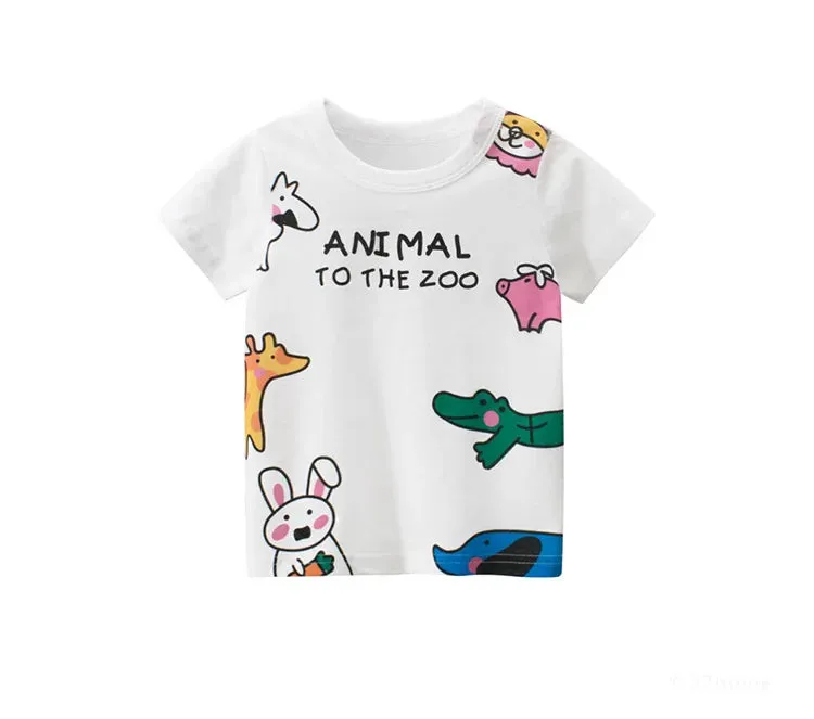 2023 Summer Children Short Sleeve T-shirts For Girl Printed Bear Baby Girl Top 2-8 Years Baby Girl T Shirts Toddler Girl Clothes