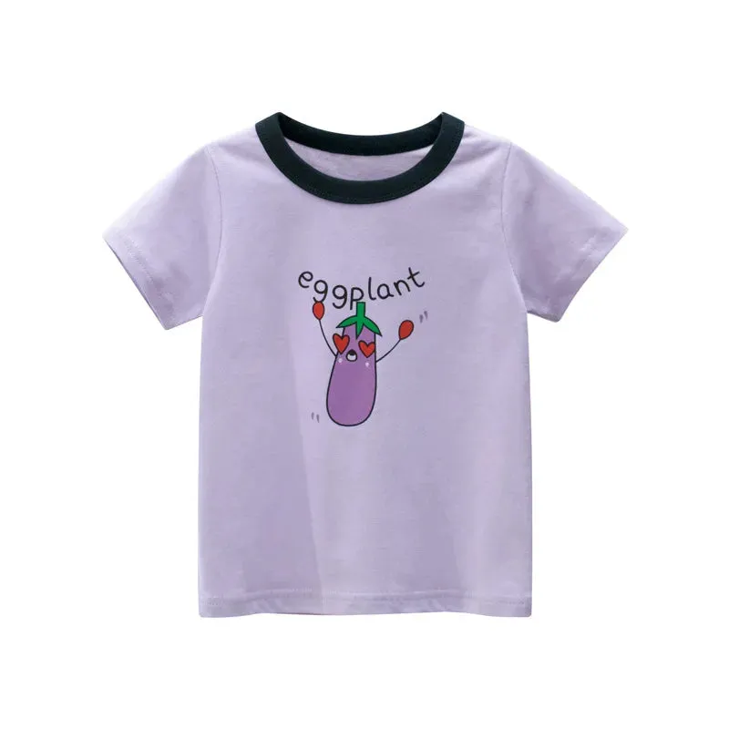 2023 Summer Children Short Sleeve T-shirts For Girl Printed Bear Baby Girl Top 2-8 Years Baby Girl T Shirts Toddler Girl Clothes