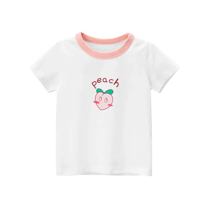 2023 Summer Children Short Sleeve T-shirts For Girl Printed Bear Baby Girl Top 2-8 Years Baby Girl T Shirts Toddler Girl Clothes