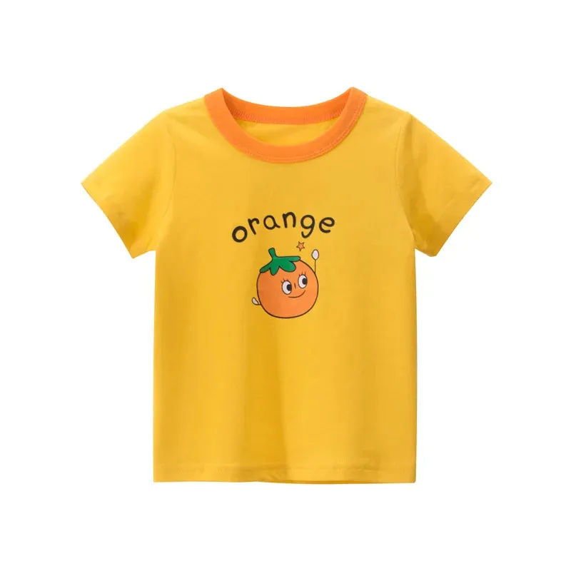 2023 Summer Children Short Sleeve T-shirts For Girl Printed Bear Baby Girl Top 2-8 Years Baby Girl T Shirts Toddler Girl Clothes