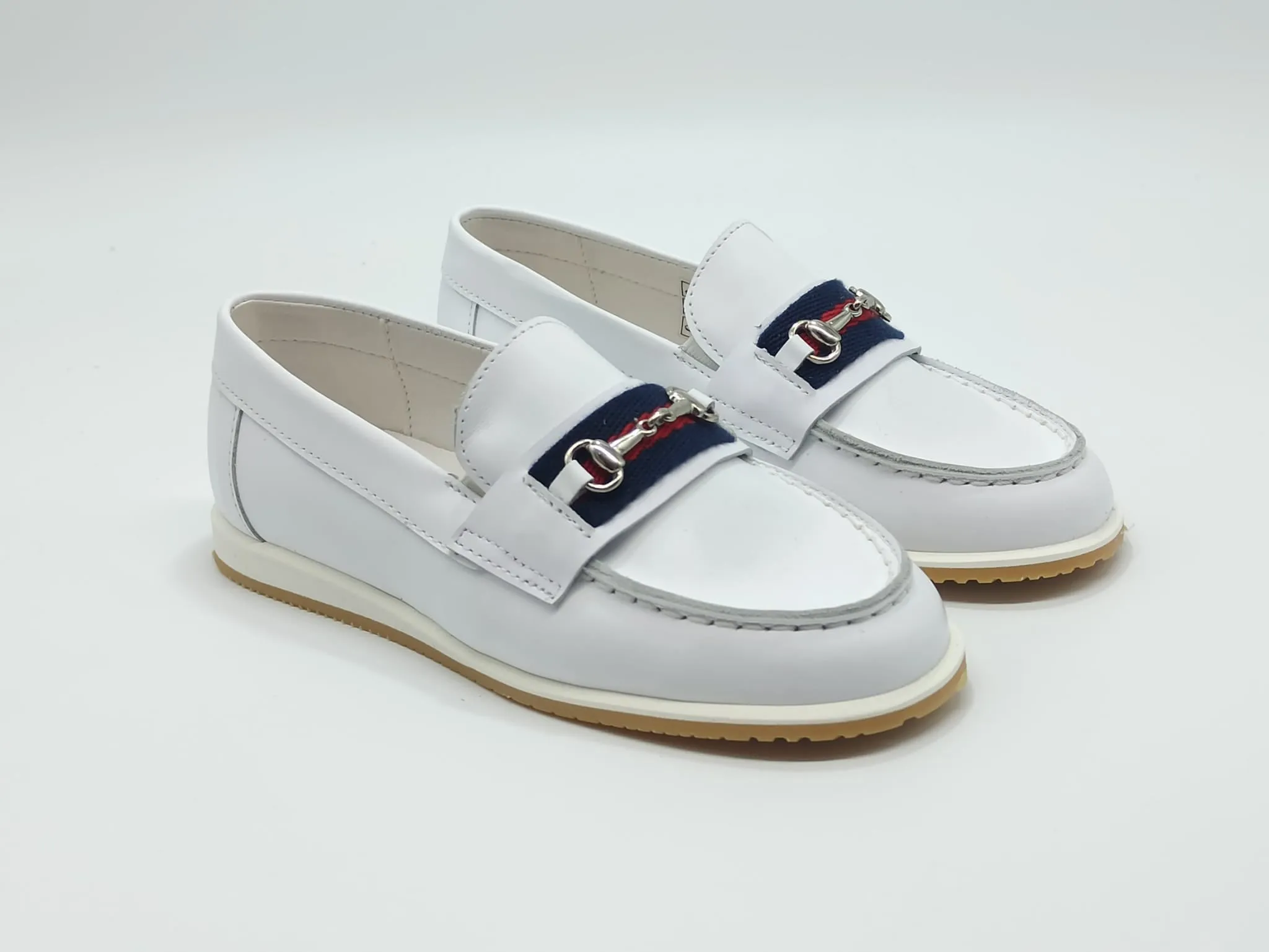 6307 White Horsebit Loafers