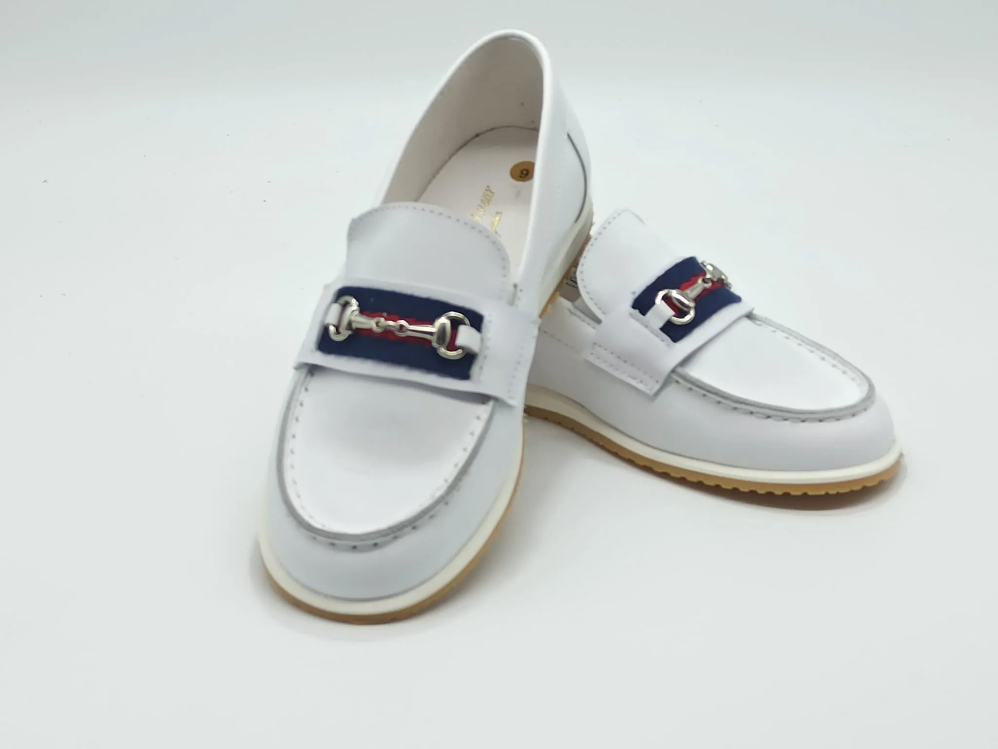 6307 White Horsebit Loafers