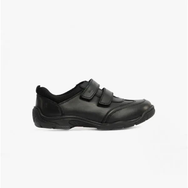 ALEC Boys Leather School Shoes Black