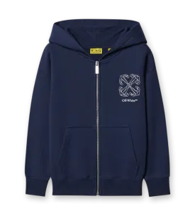 Arrow Acrylic Hoodie Navy Blue