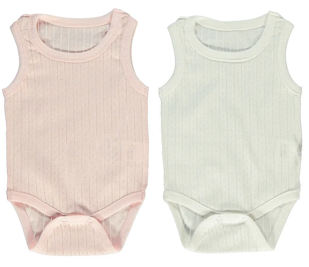 Bebetto Sleeveless Bodysuits Pink Ivory 2-Pack (0-18mths)