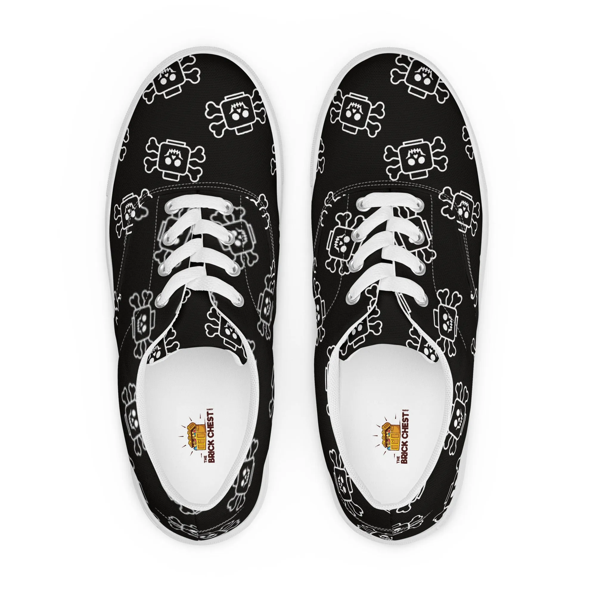 Black Skeleton Women’s Lace-Up Canvas Shoes