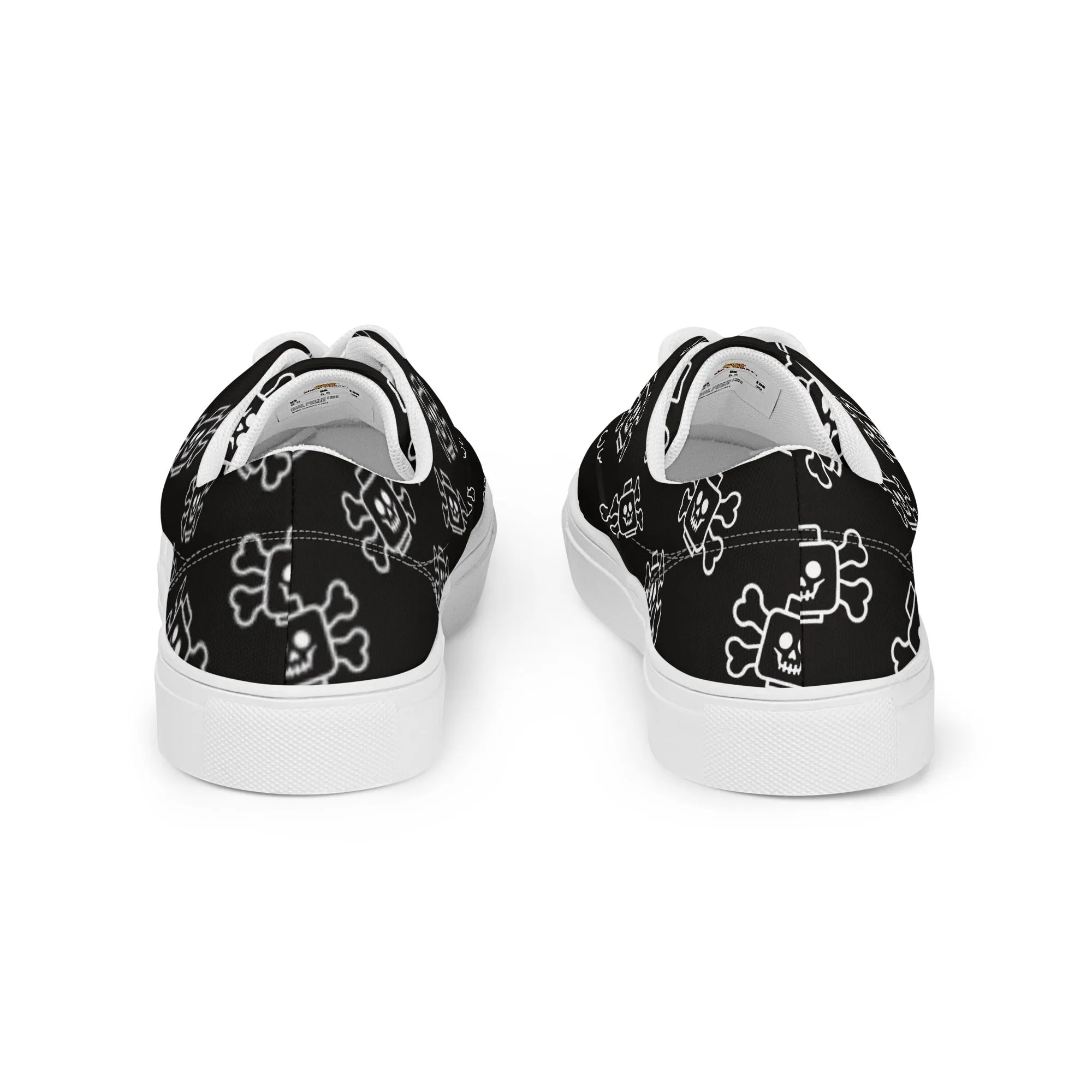 Black Skeleton Women’s Lace-Up Canvas Shoes