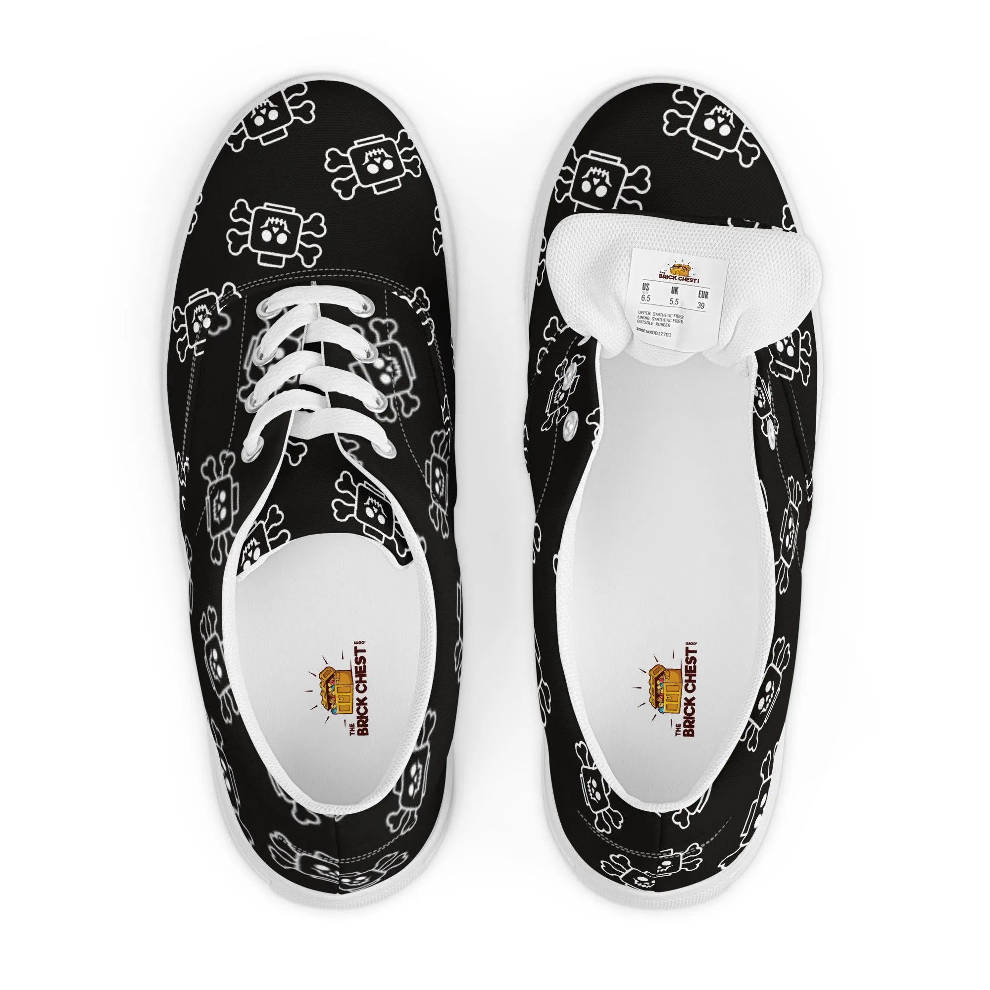 Black Skeleton Women’s Lace-Up Canvas Shoes