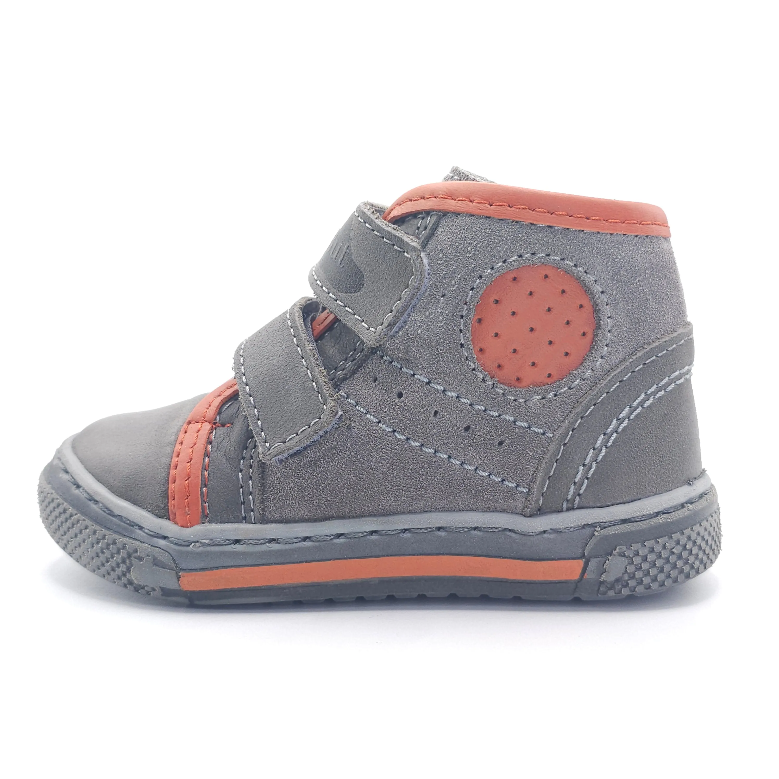 Boys High Double Velcro Shoe In Gray