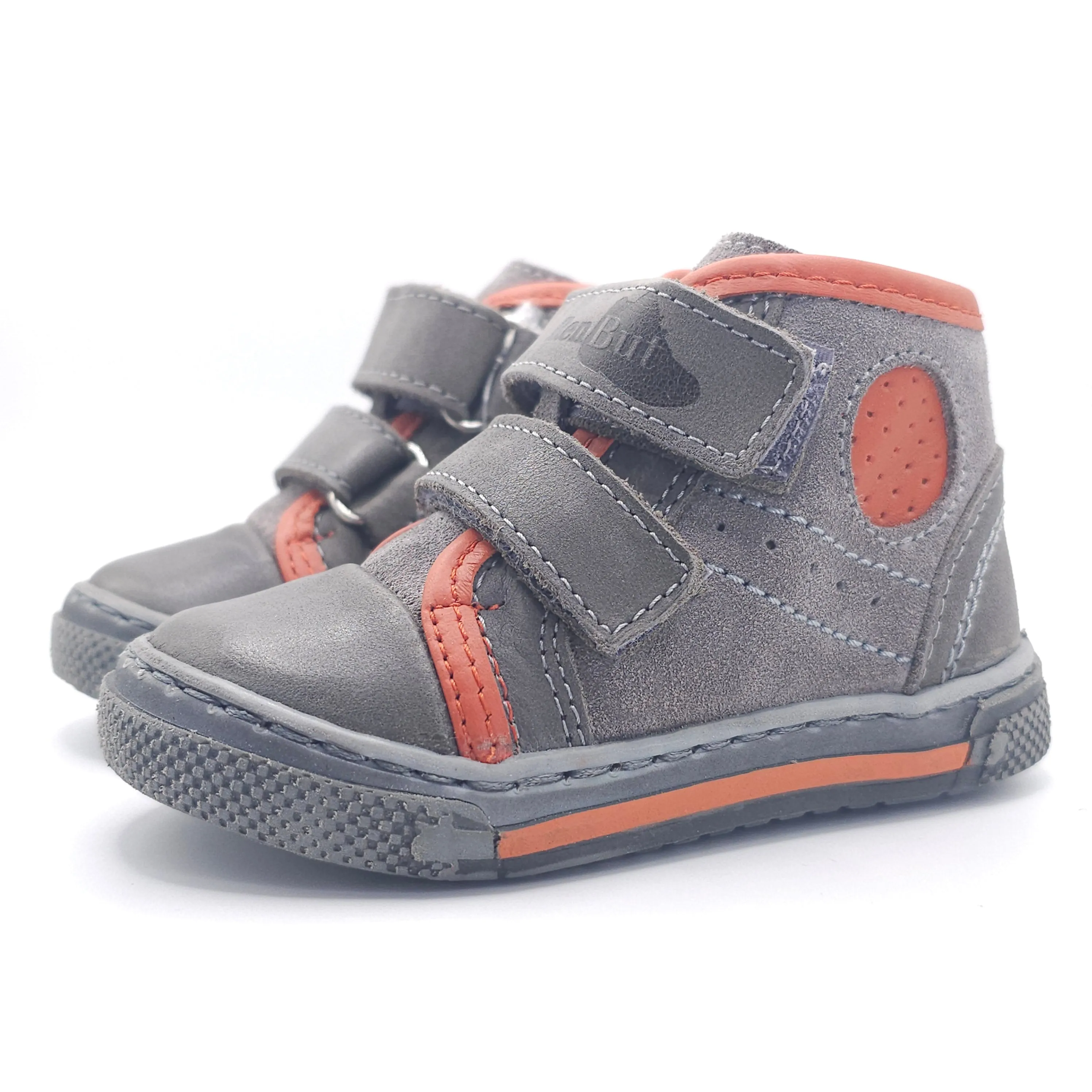 Boys High Double Velcro Shoe In Gray