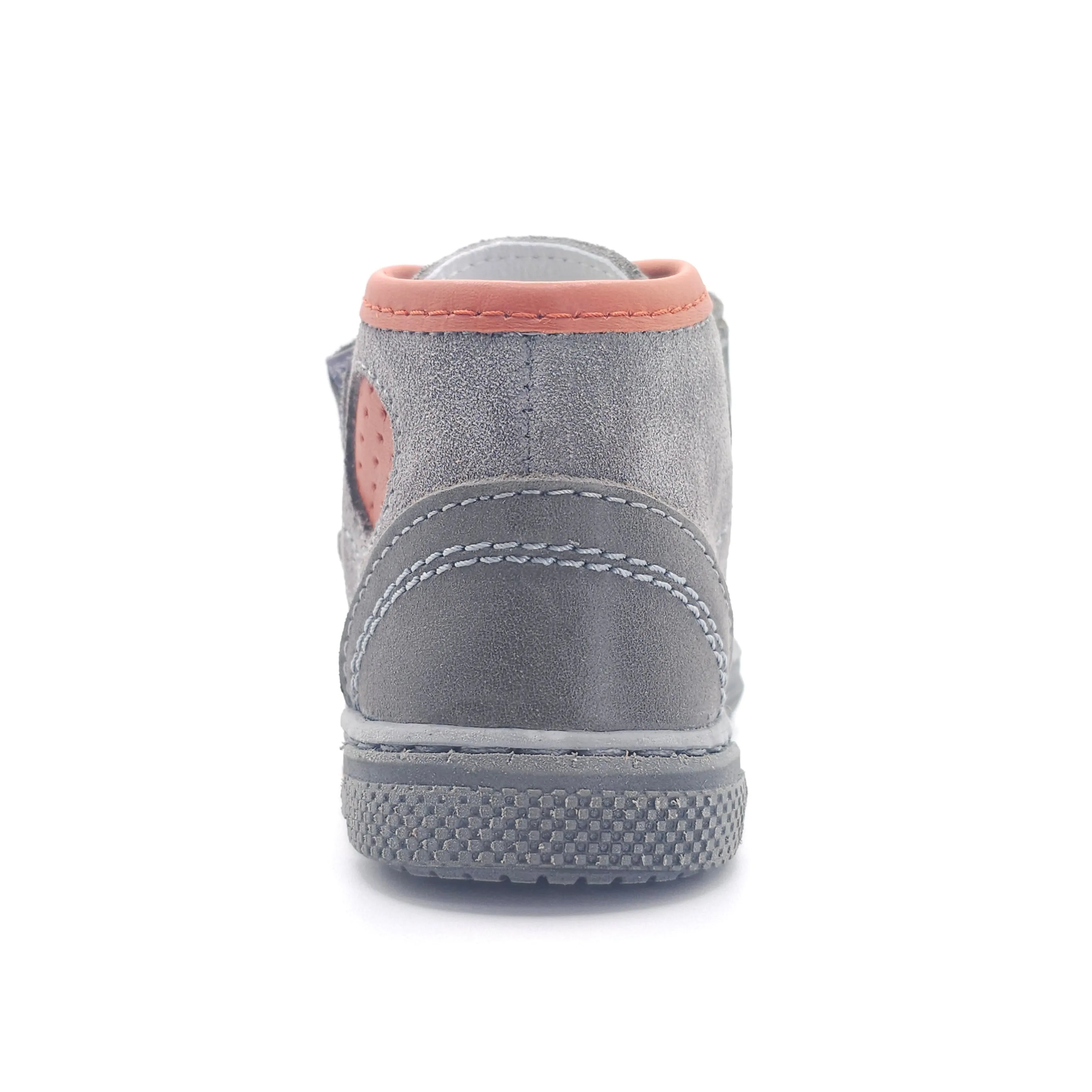 Boys High Double Velcro Shoe In Gray