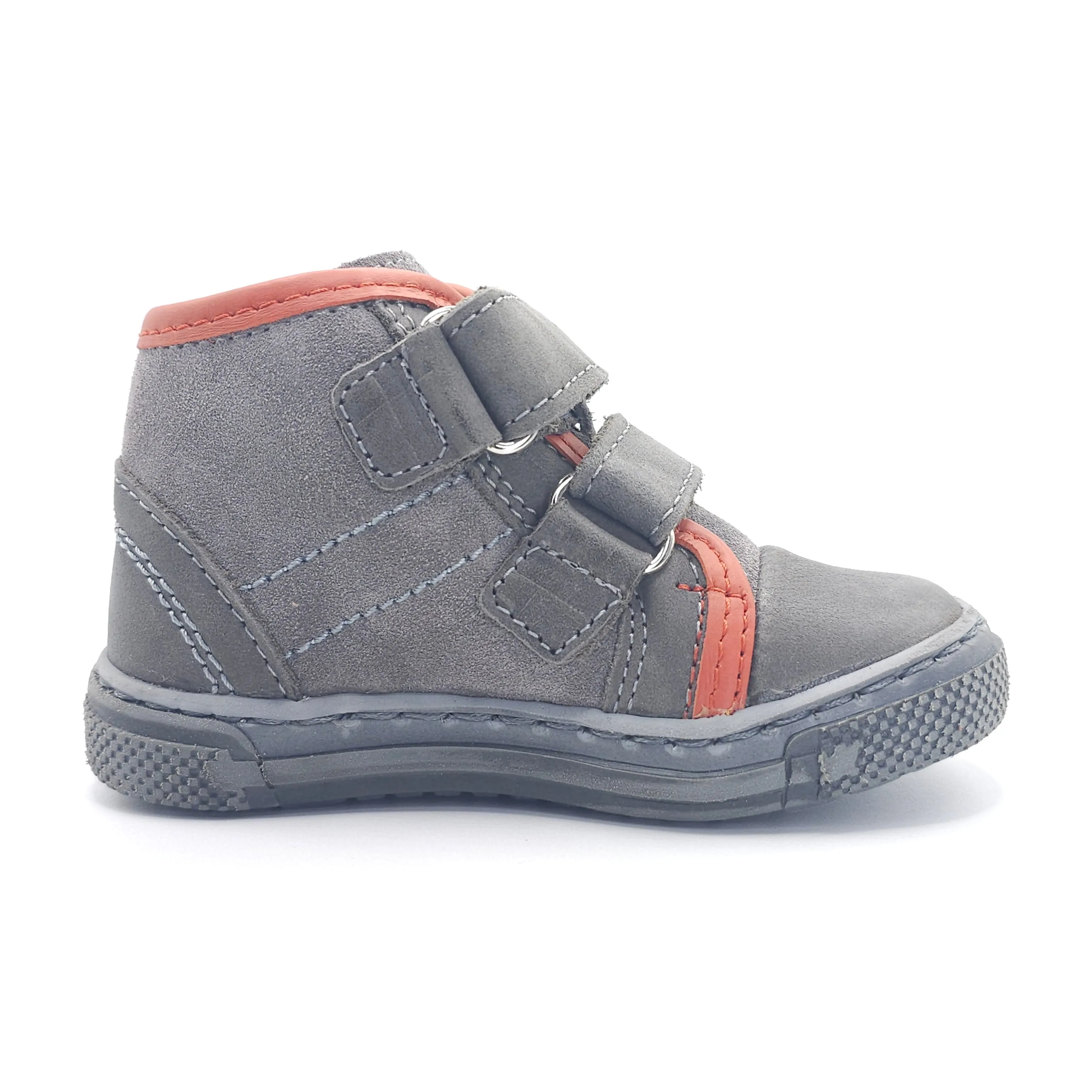 Boys High Double Velcro Shoe In Gray