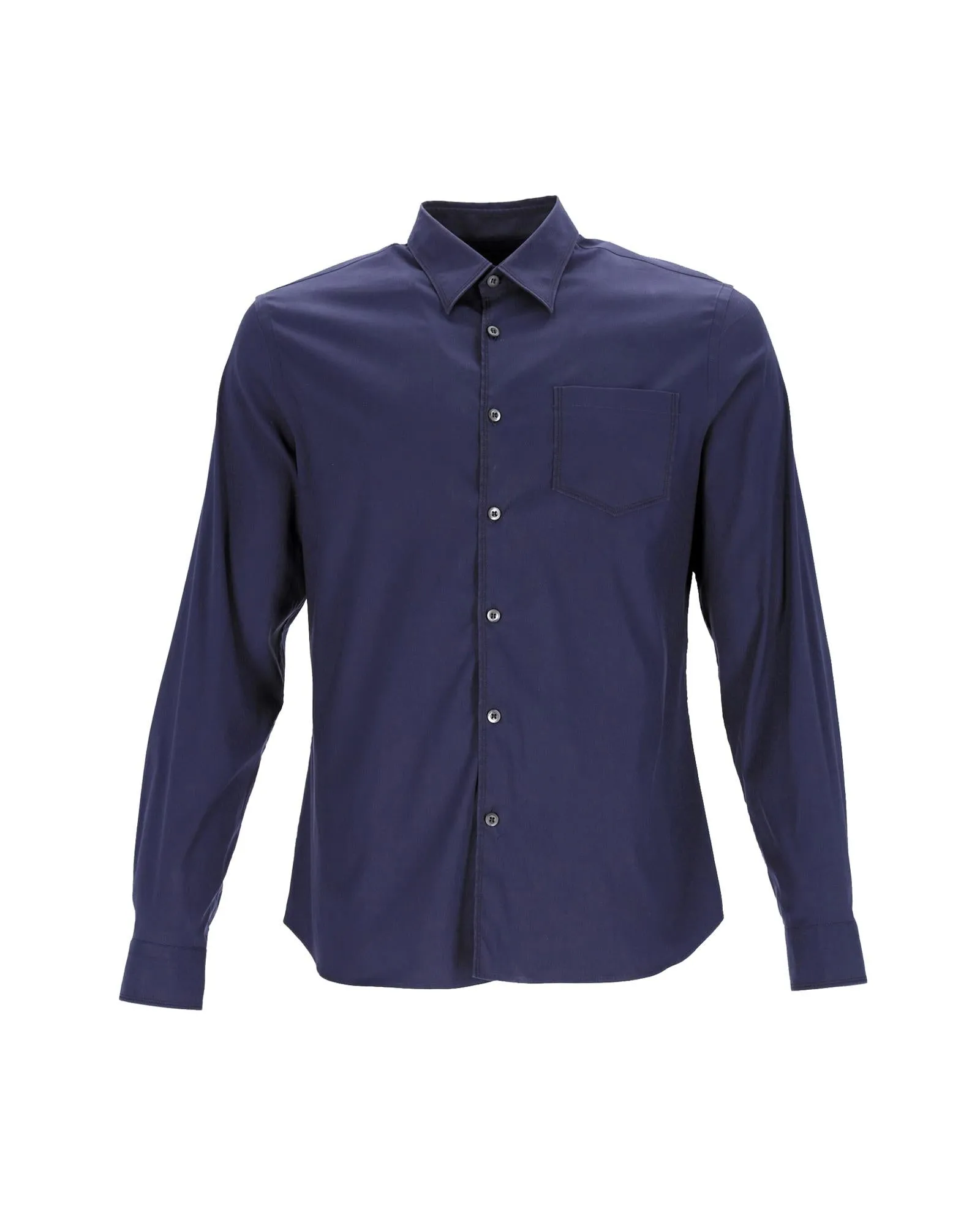 Button Shirt in Navy Blue Cotton by Prada