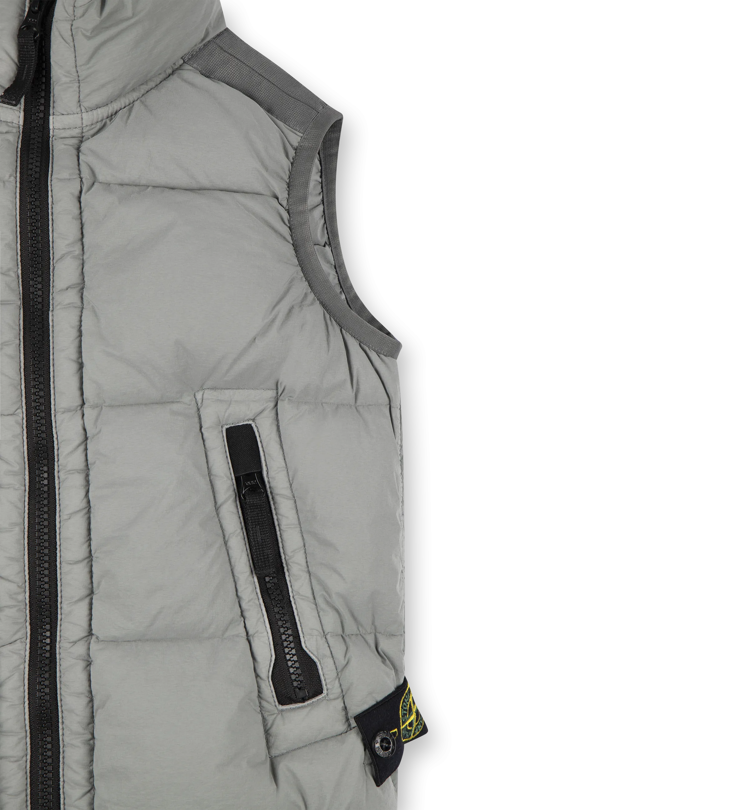 Compass-badge Quilted Vest Grey