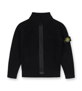 Compass-badge Raglan Cardigan Black