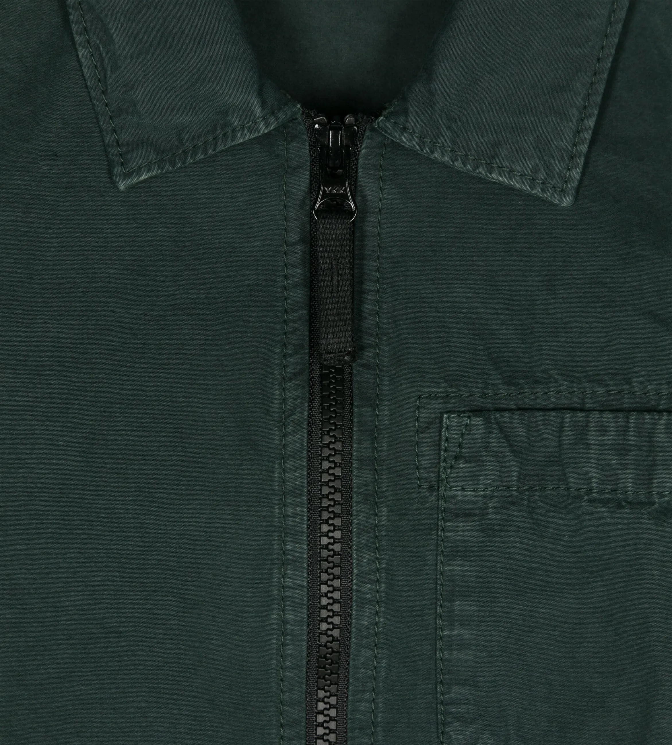 Compass-badge Zipped Shirt Green