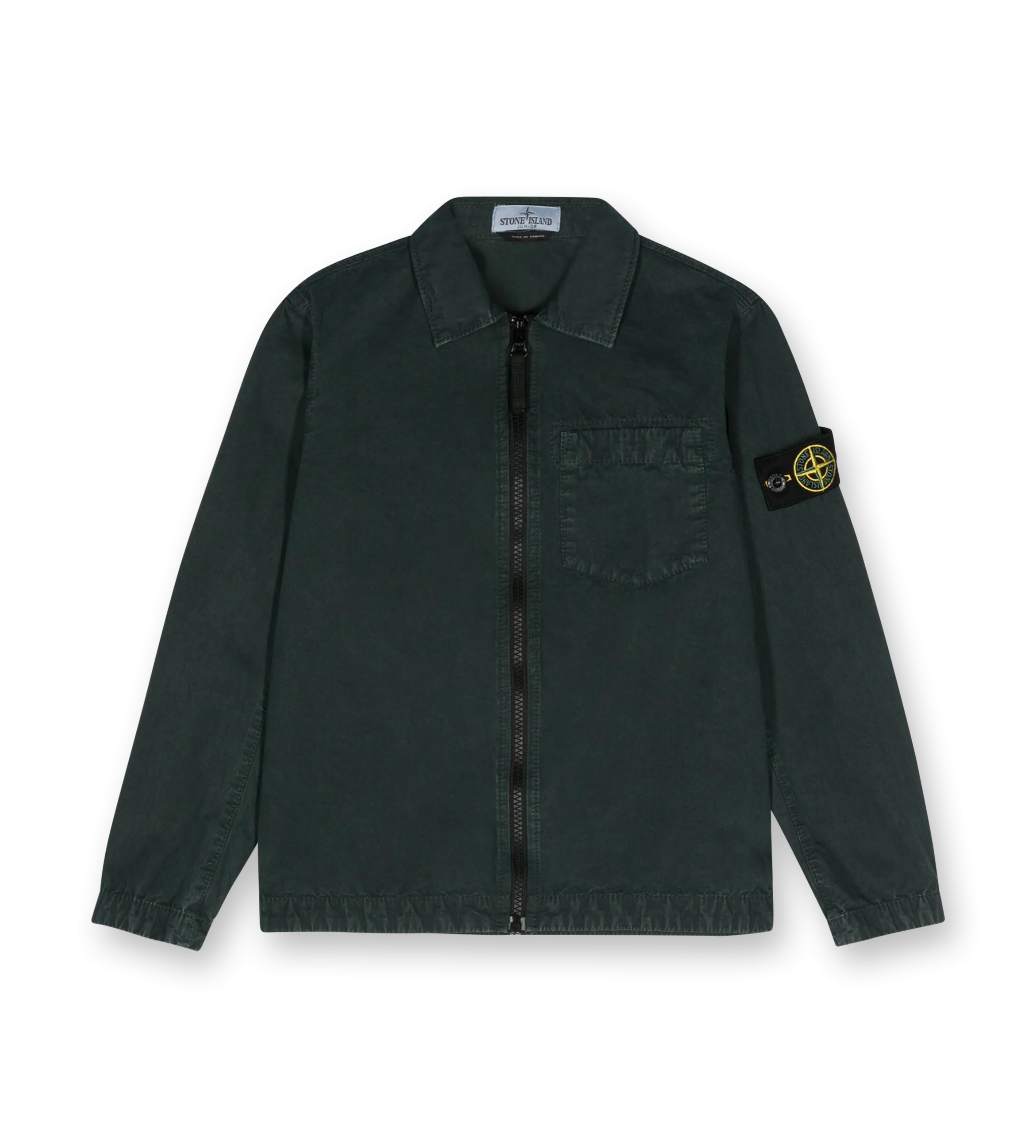 Compass-badge Zipped Shirt Green