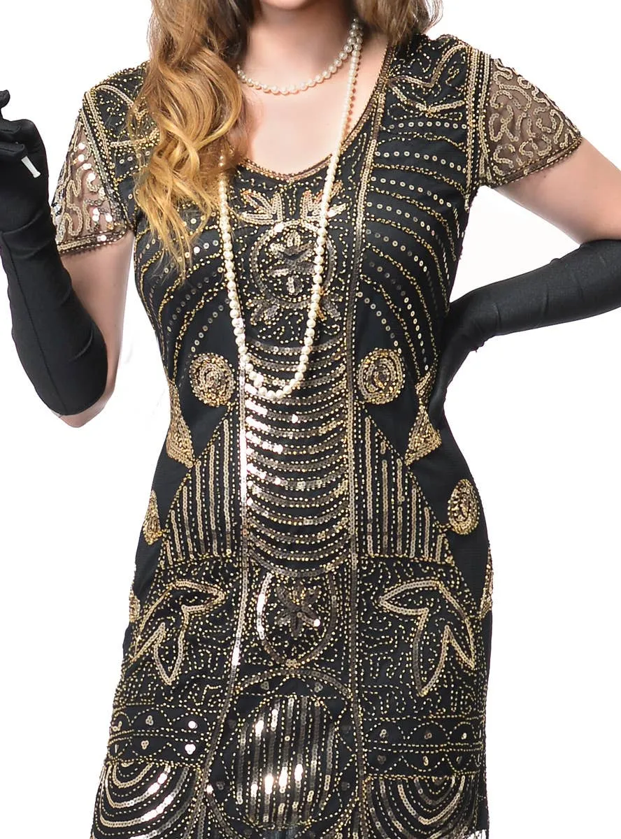 Deluxe Black and Gold Womens 1920s Plus Size Costume