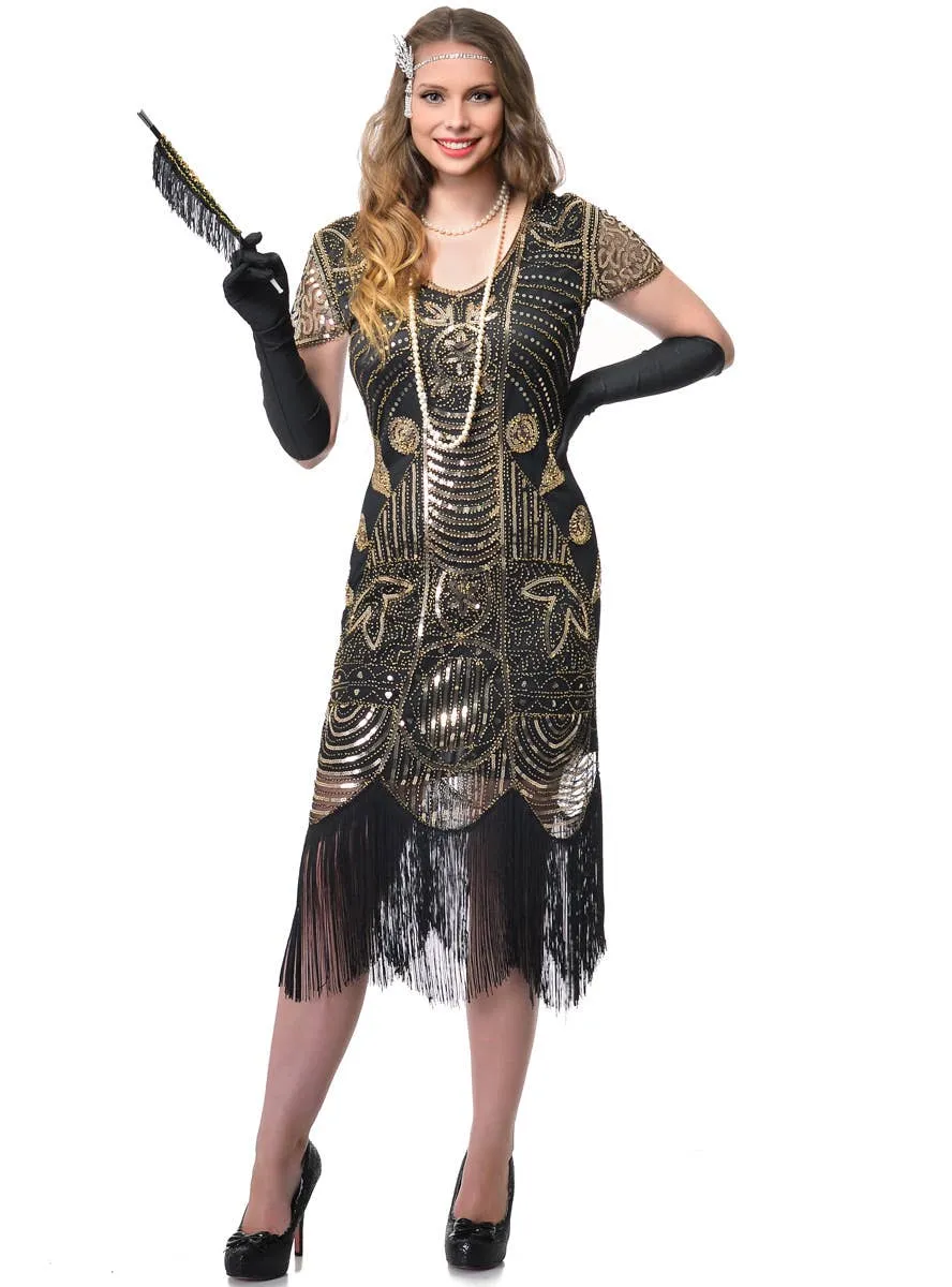 Deluxe Black and Gold Womens 1920s Plus Size Costume