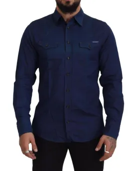 Dolce & Gabbana Men's Blue Cotton Long Sleeve Button Down Shirt