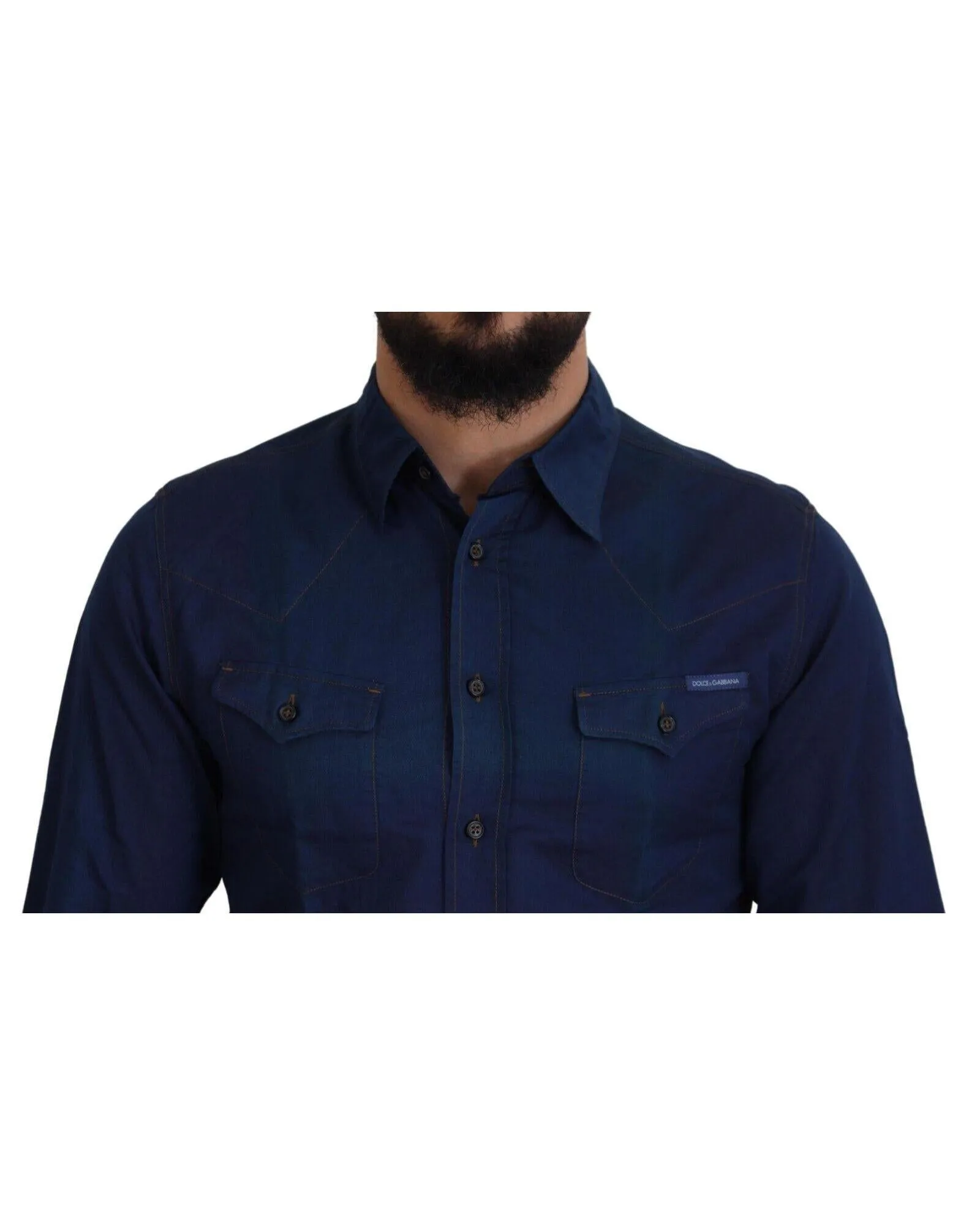 Dolce & Gabbana Men's Blue Cotton Long Sleeve Button Down Shirt