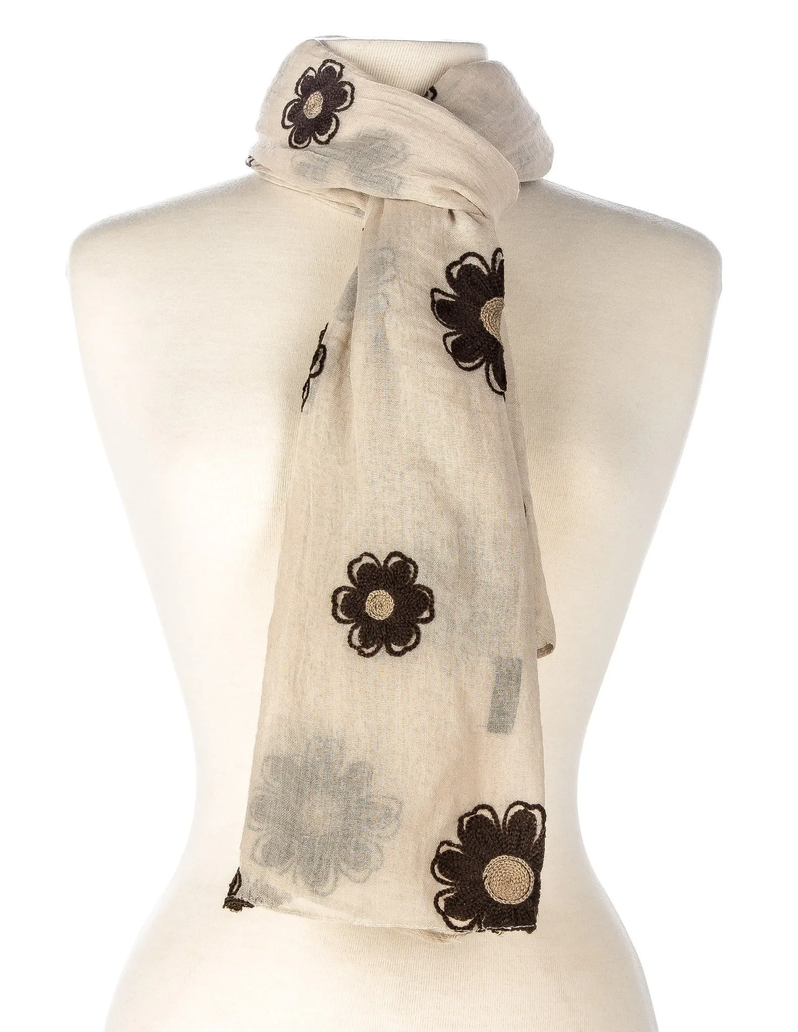 Embroidered Floral Spring Scarf