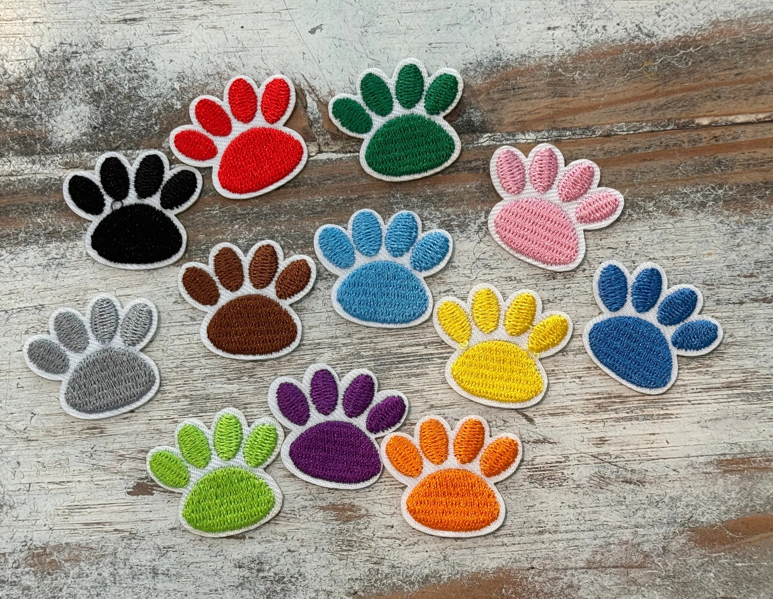 Embroidered Paw Print Iron On Patches