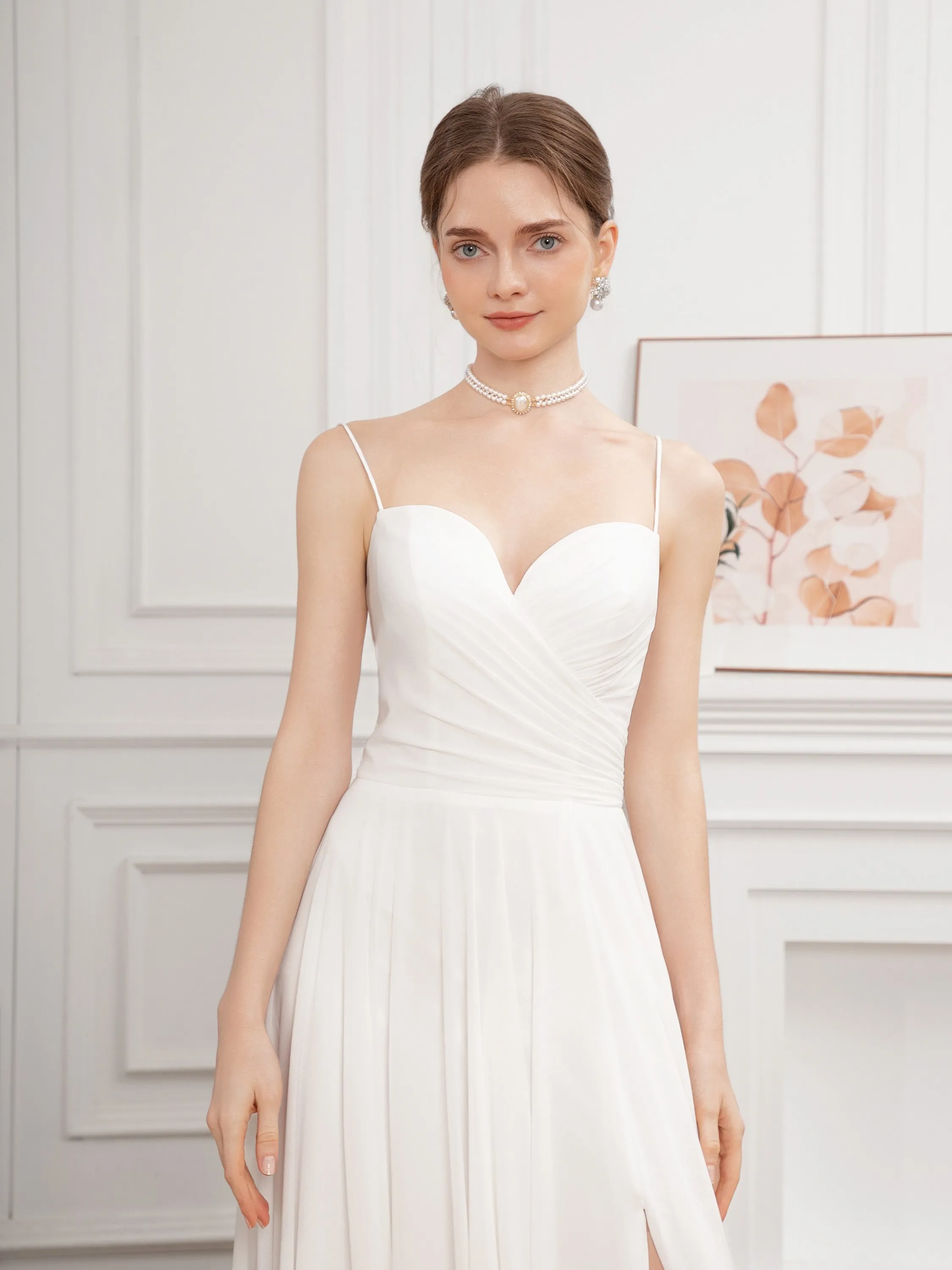 Exquisite Spaghetti Strap A-Line Wedding Dress - Delicate Design, Flattering Silhouette, Dramatic Split Front - Ideal for Wedding Party, Prom, or Formal Events, Womens Cloth Material