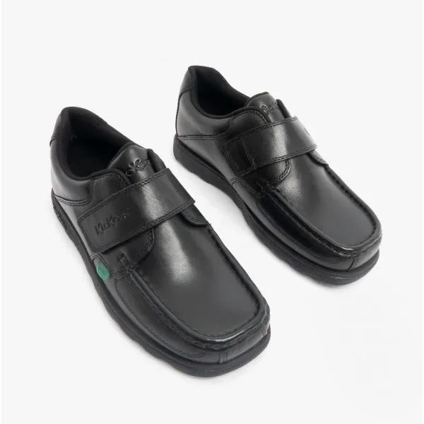 FRAGMA STRAP Boys Leather Moccasin Shoes Black