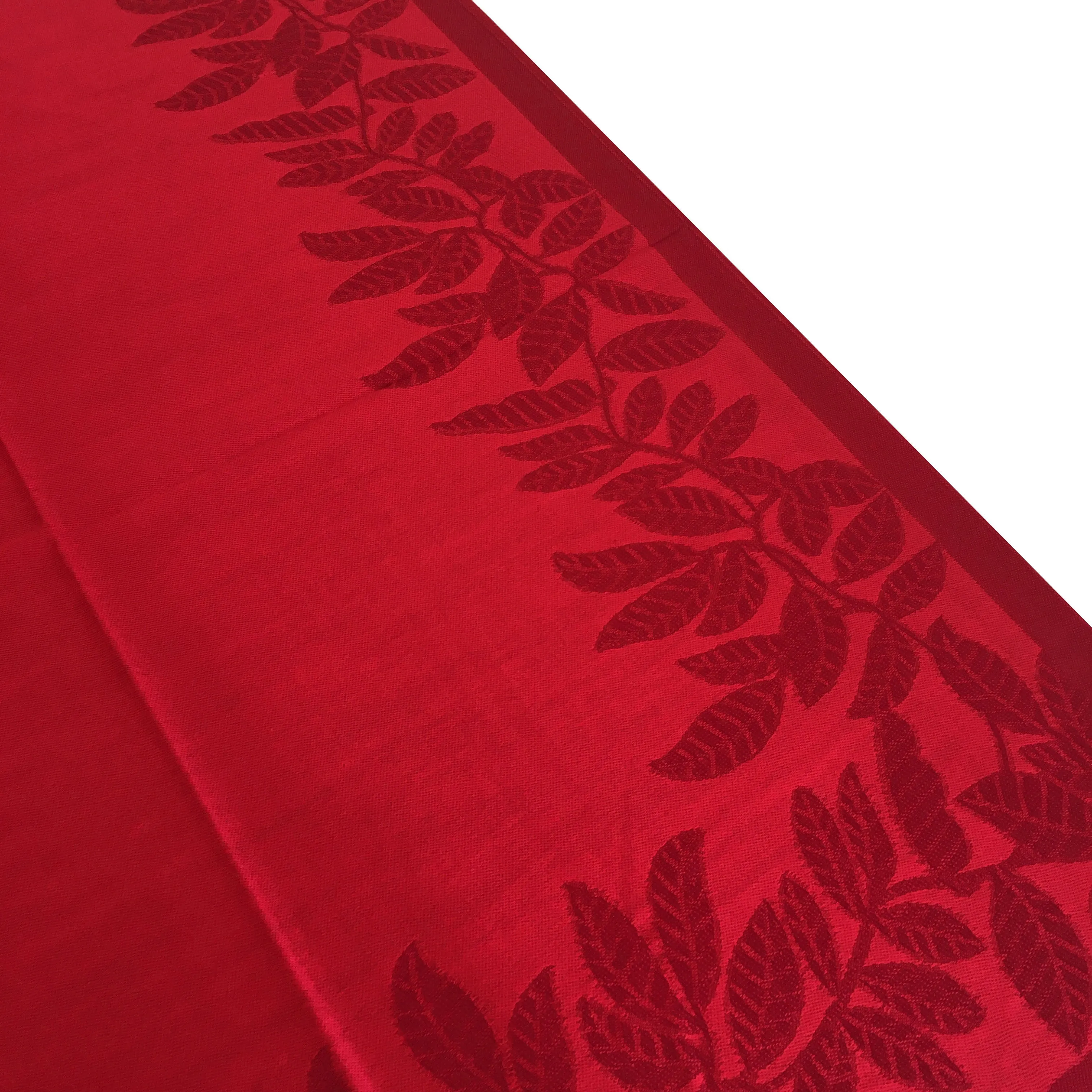 LARGE RED LEAF PRINT REVERSIBLE PASHMINA SHAWL SCARF