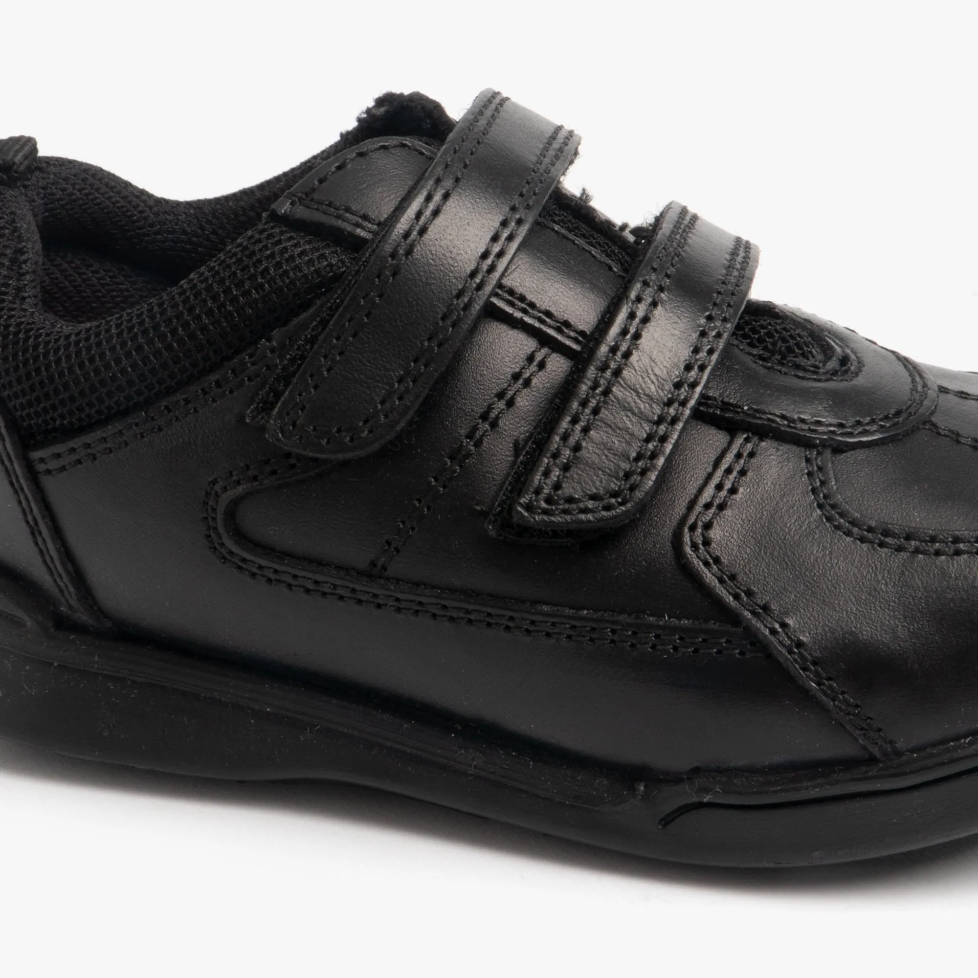 LIAM Boys Leather Twin Strap Shoes Black