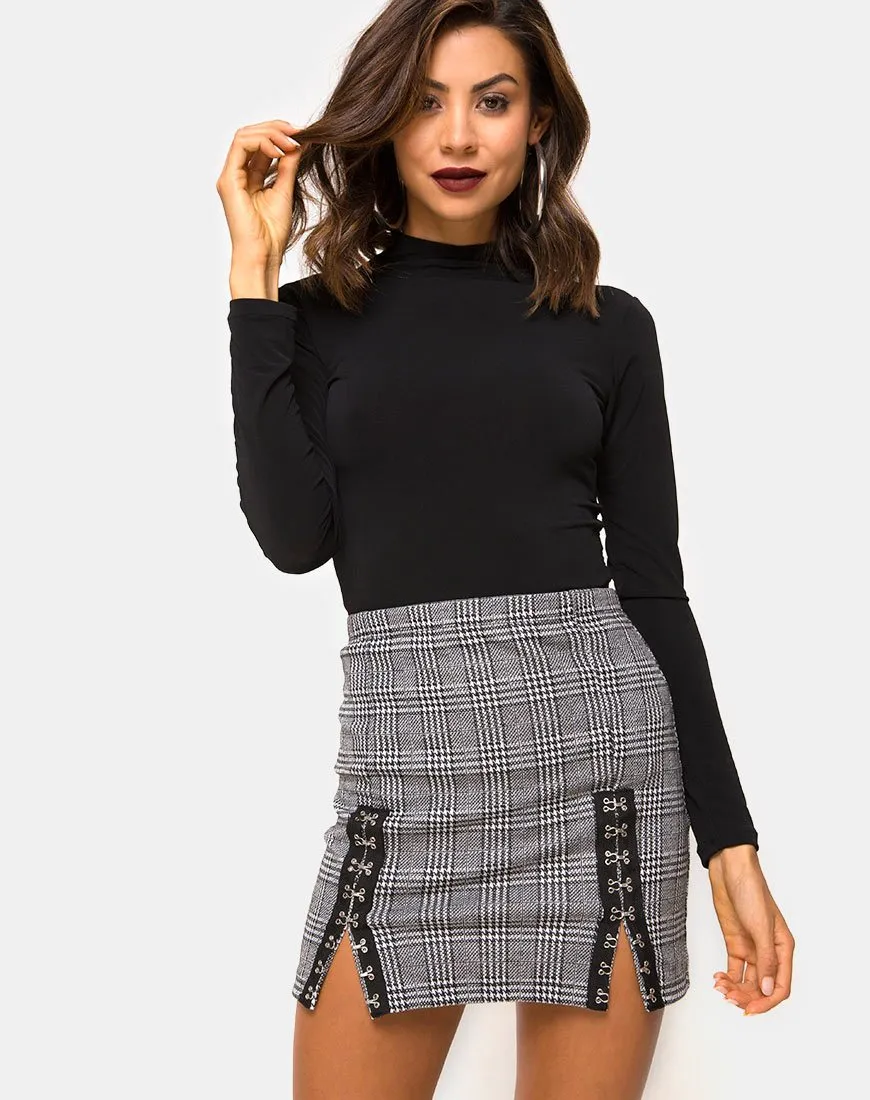 Liga Mini Skirt in Charles Check with Hook and Eye