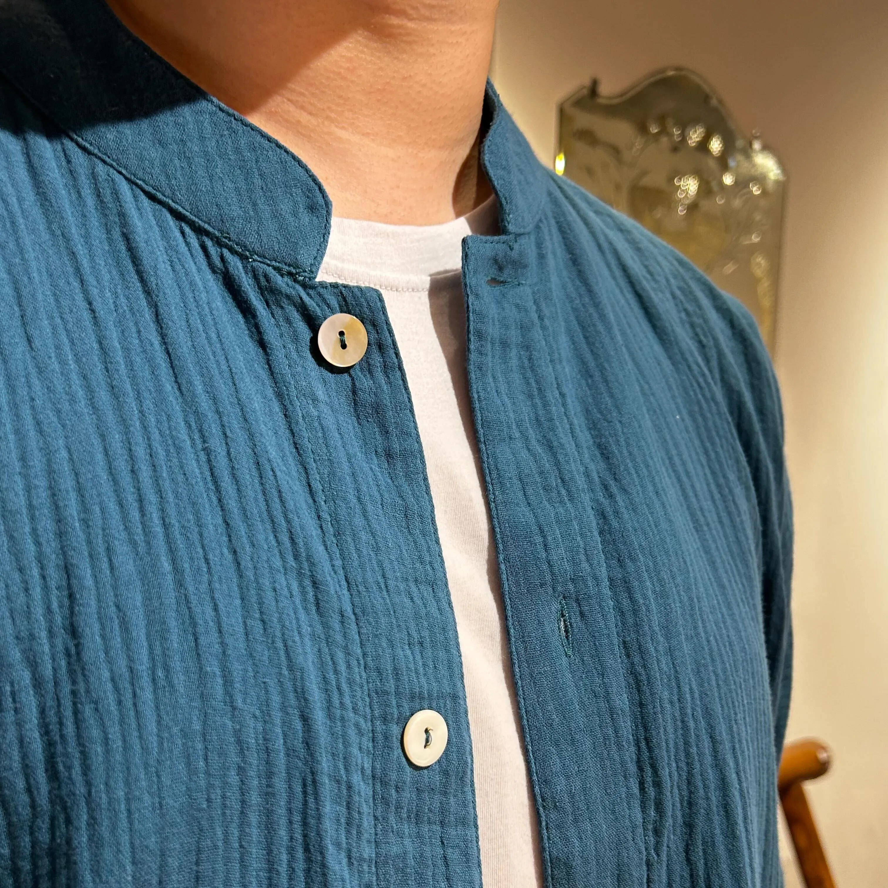 Lightweight Cotton Weave Shirt, Prussian Blue