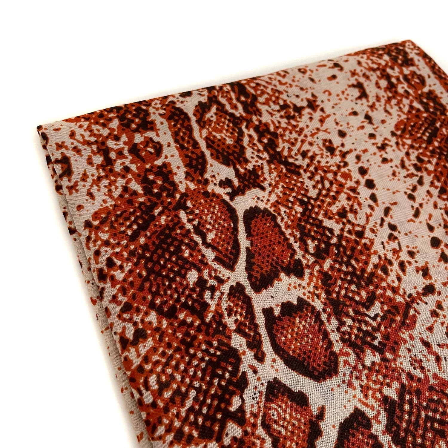 LONG RUST ORANGE SNAKESKIN PRINT LIGHTWEIGHT SCARF