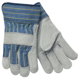 MCR Safety 1400A-L Plasticized Safety Cuff, Split Leather Palm Work Gloves, Gray, 1 Dozen