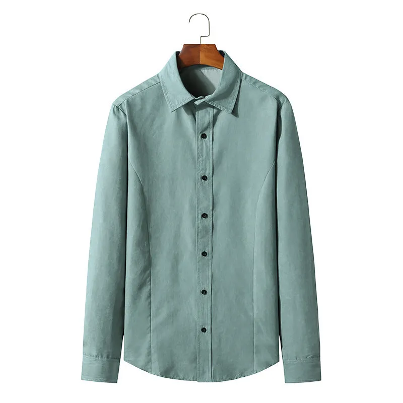 Men Turnover Collar Long Sleeves Shirt