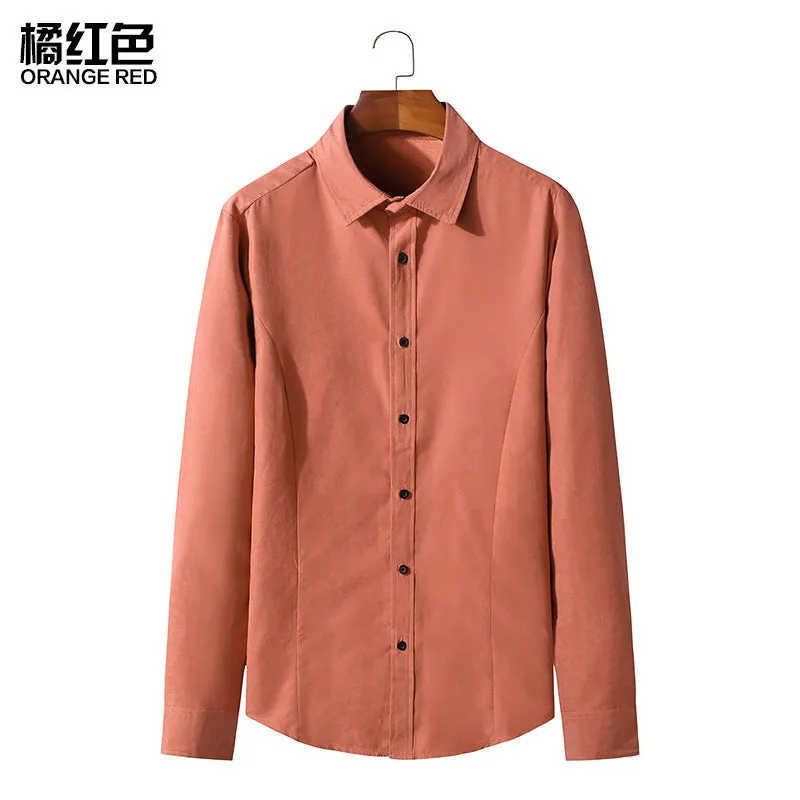 Men Turnover Collar Long Sleeves Shirt