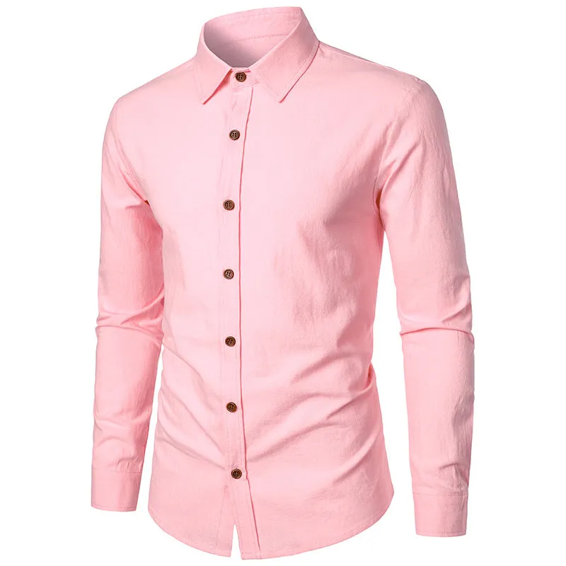 Men Turnover Collar Long Sleeves Shirt