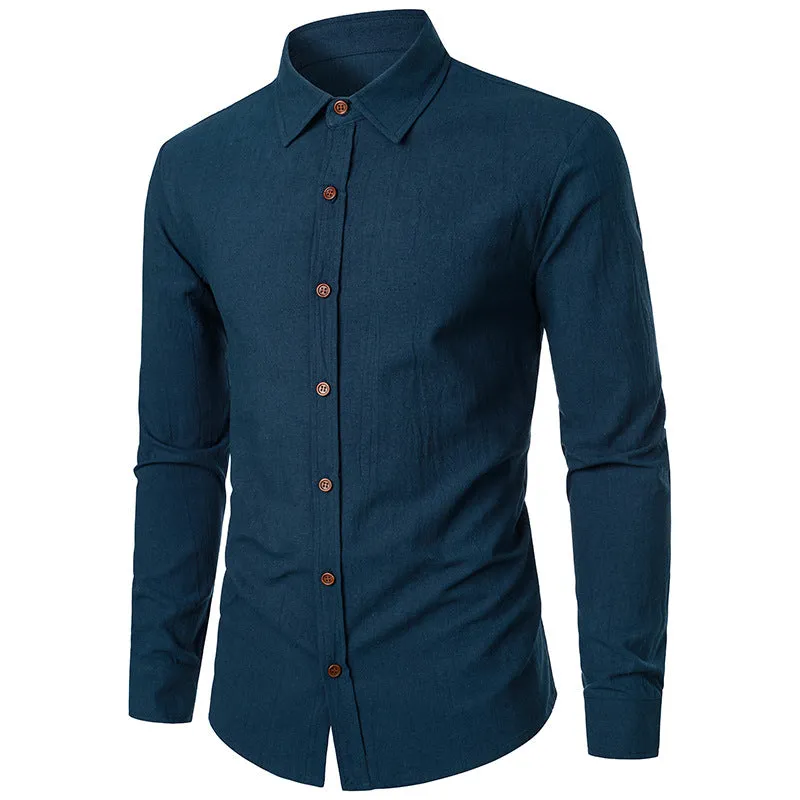 Men Turnover Collar Long Sleeves Shirt