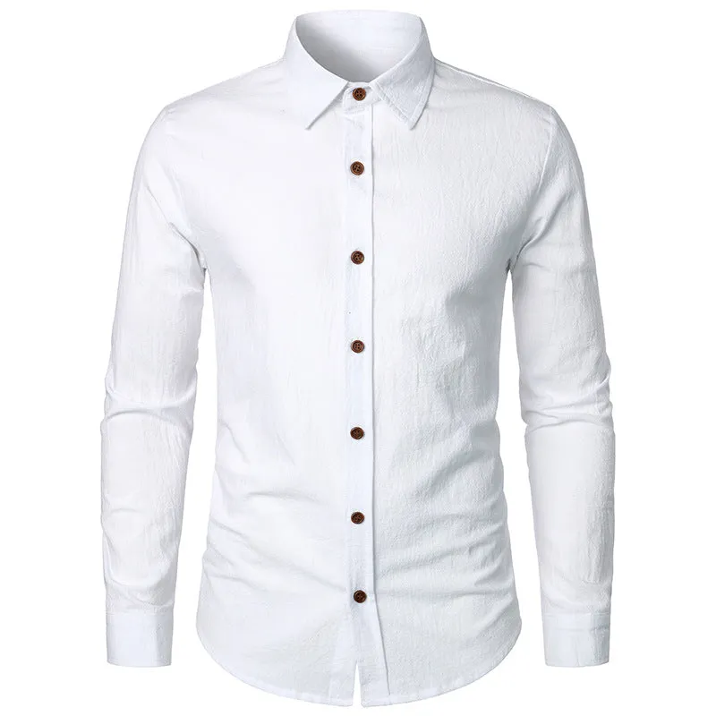 Men Turnover Collar Long Sleeves Shirt