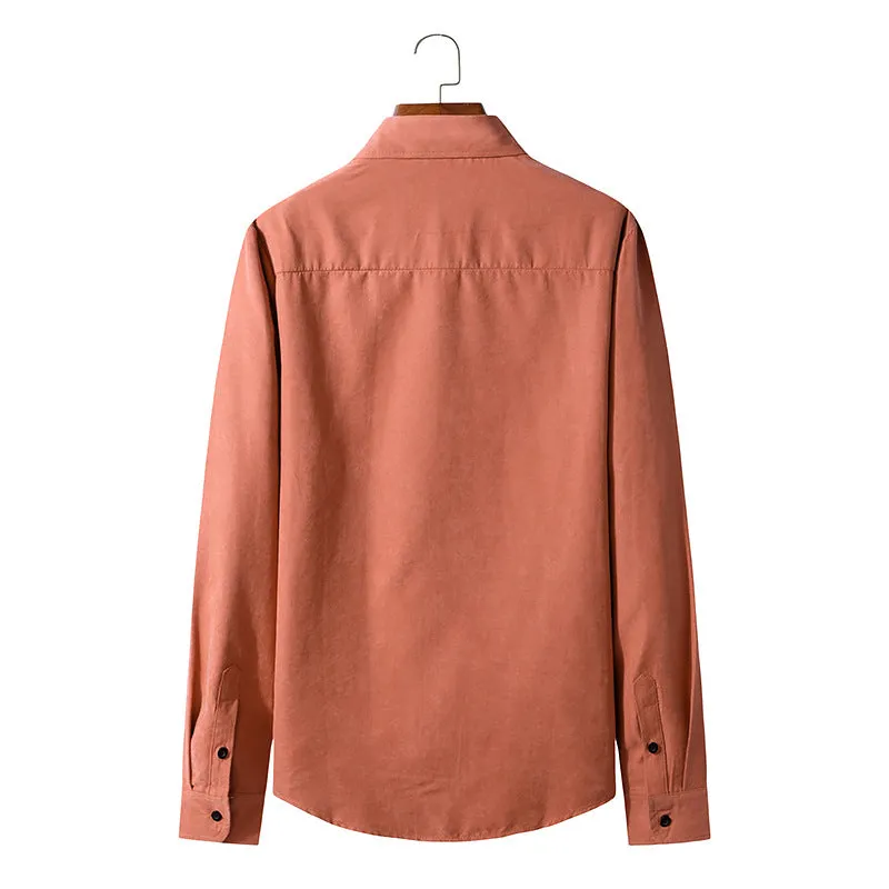 Men Turnover Collar Long Sleeves Shirt