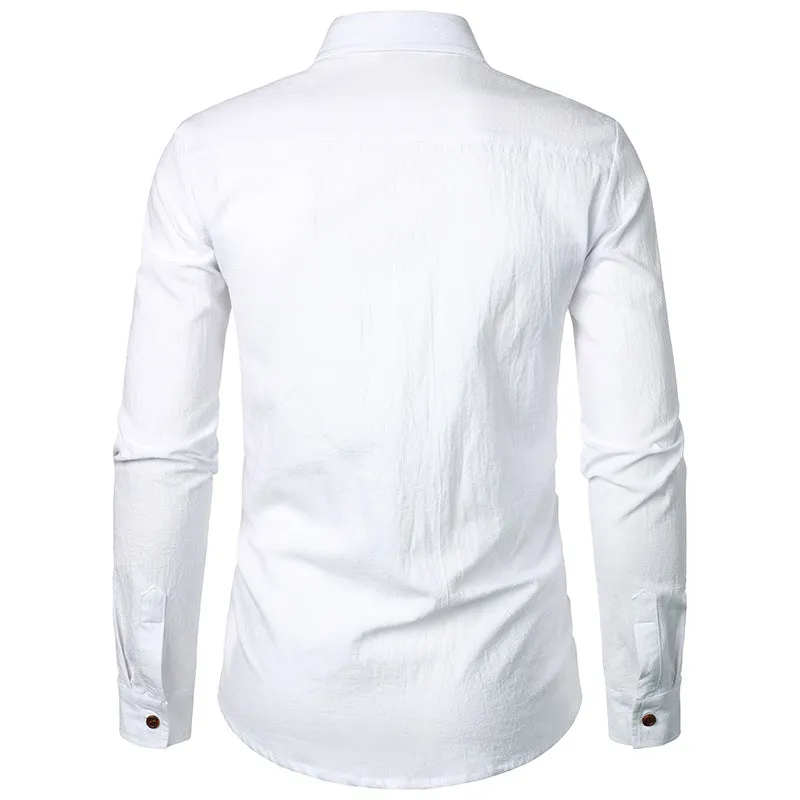 Men Turnover Collar Long Sleeves Shirt