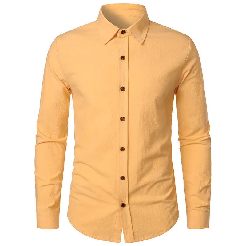 Men Turnover Collar Long Sleeves Shirt