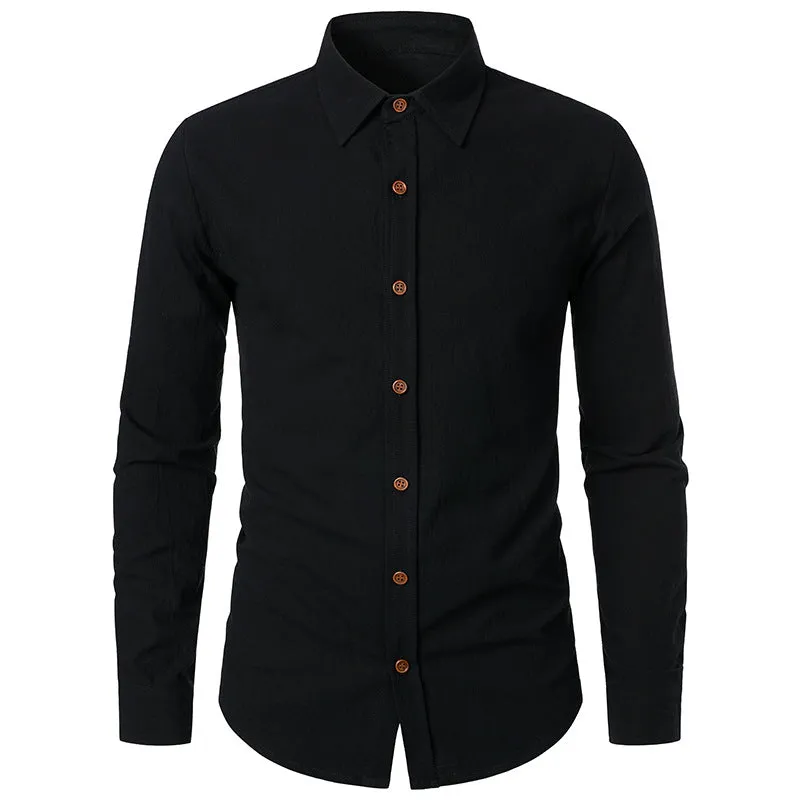 Men Turnover Collar Long Sleeves Shirt