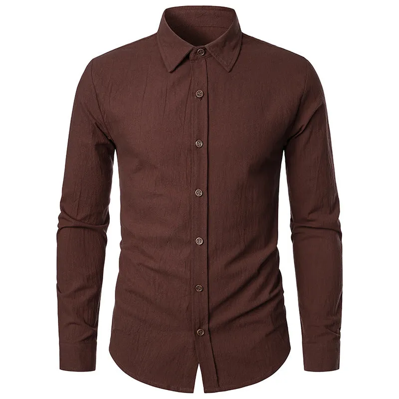 Men Turnover Collar Long Sleeves Shirt