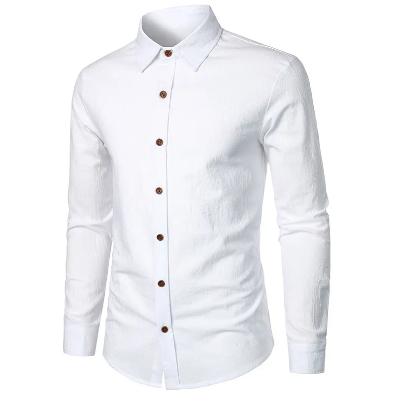 Men Turnover Collar Long Sleeves Shirt