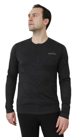 Men's 100% Merino Wool Long Sleeve Henley 190 GSM