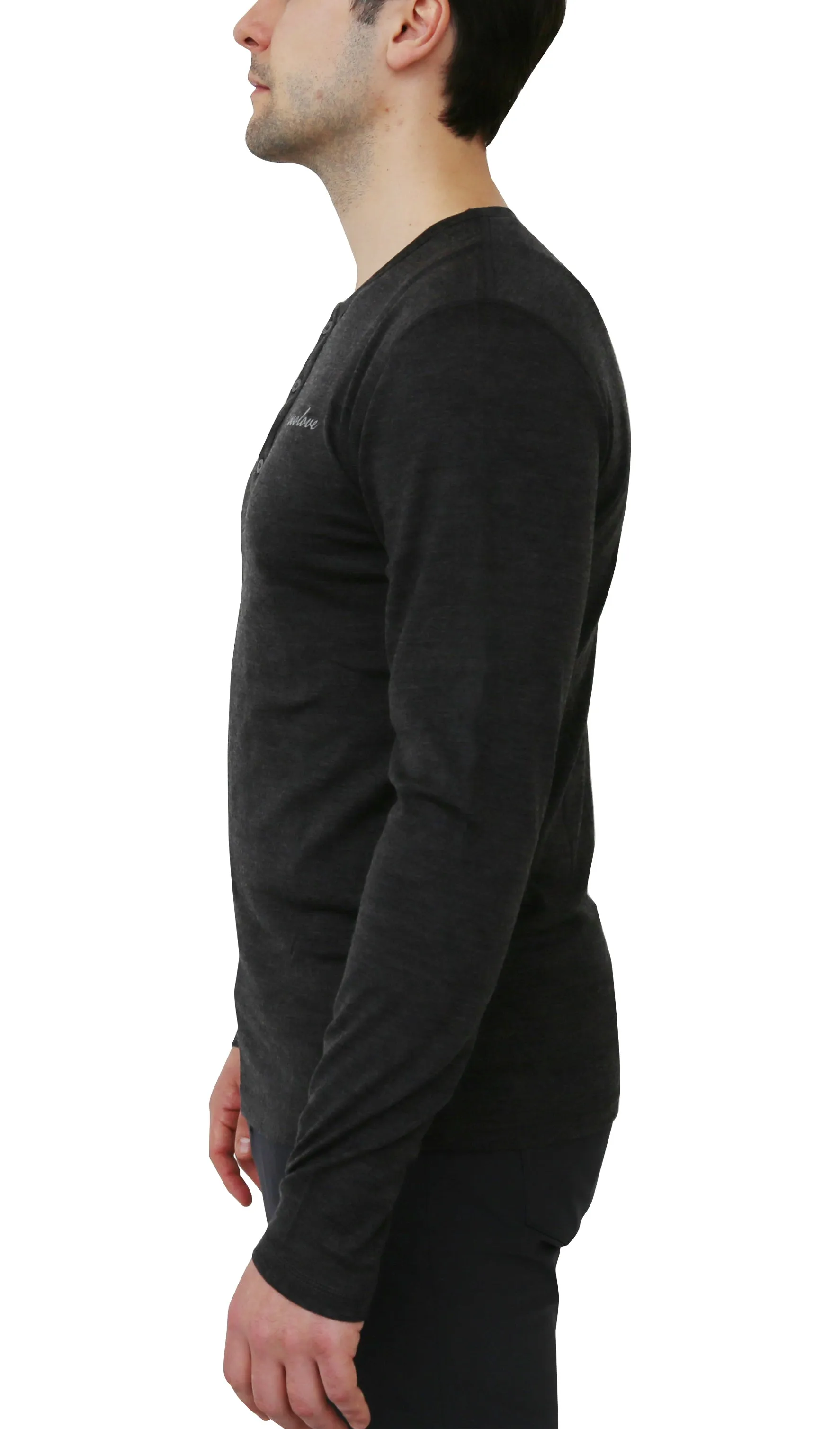 Men's 100% Merino Wool Long Sleeve Henley 190 GSM