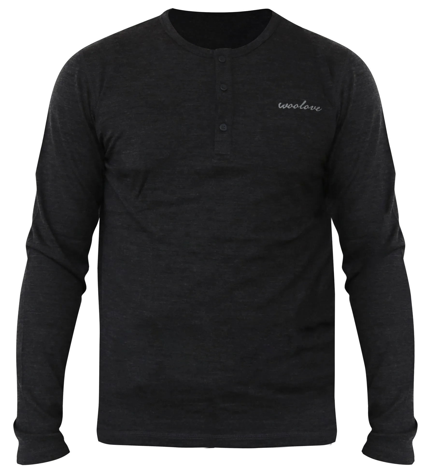 Men's 100% Merino Wool Long Sleeve Henley 190 GSM